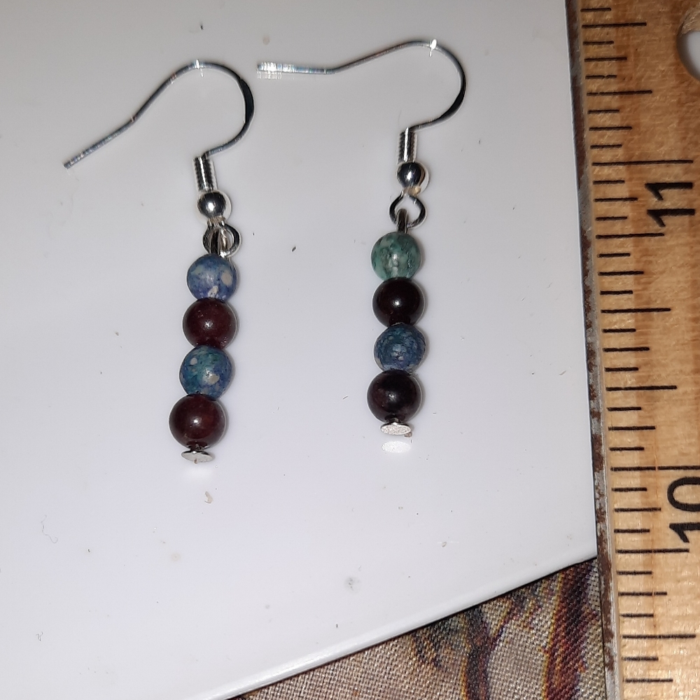 925 garnet and gemstone bead earrings sterling silver hook style handmade
